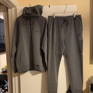 Men’s Boss Charcoal Hoodie and Joggers Ensemble